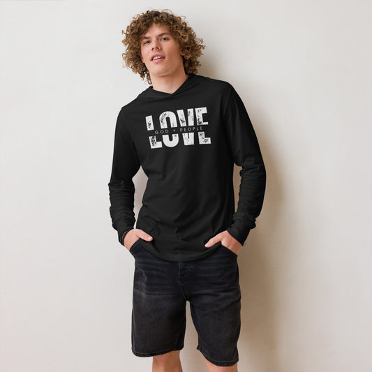 Love God + People Hooded long-sleeve tee