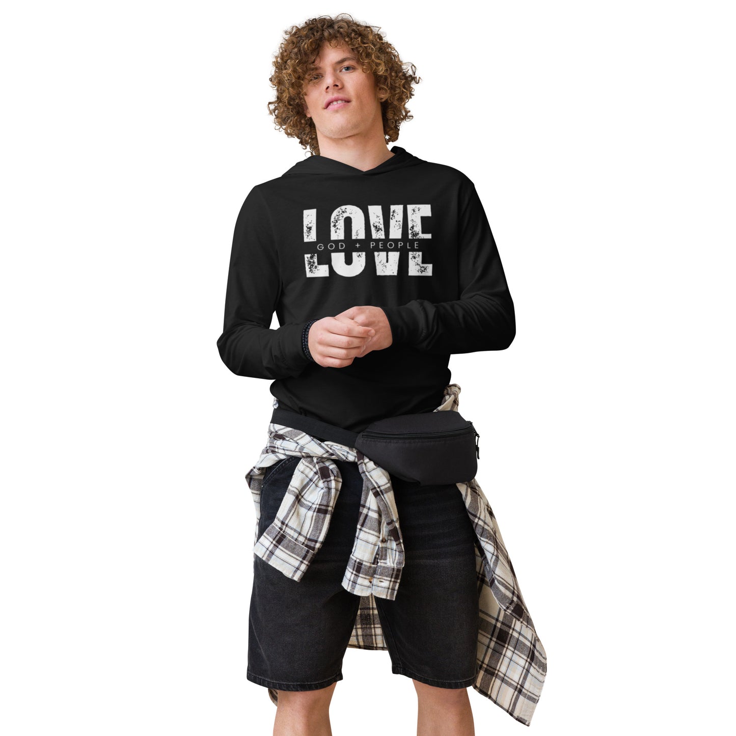 Love God + People Hooded long-sleeve tee